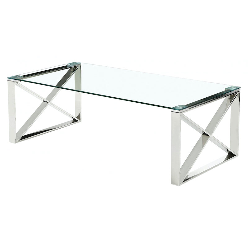 Heartlands Furniture Ningbo Silver Clear Glass Coffee Table