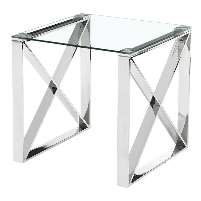 Heartlands Furniture Ningbo Silver Clear Glass Lamp Table