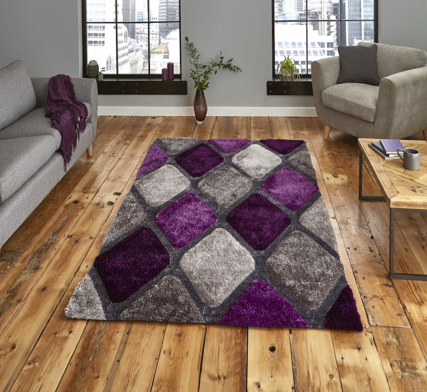 Think Rugs Noble House 9247 Grey and Purple Rug
