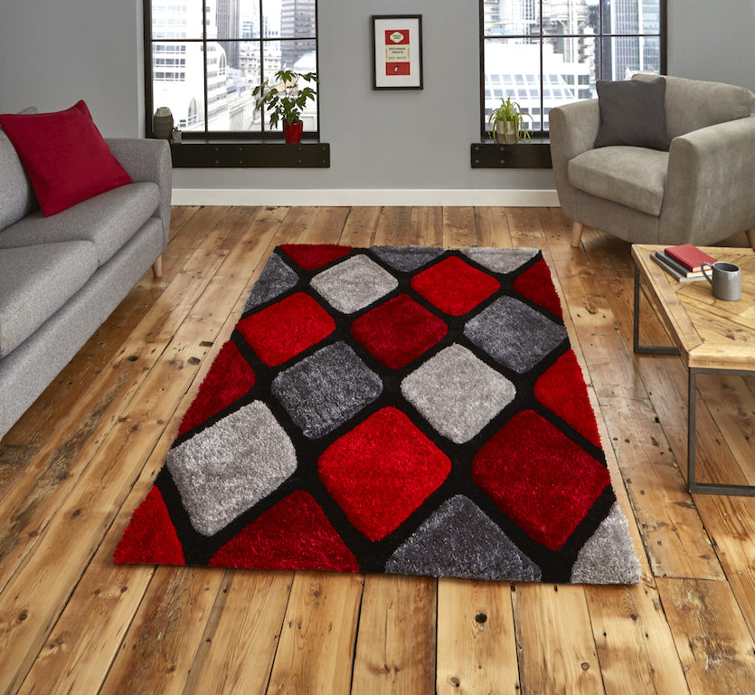 Think Rugs Noble House 9247 Grey and Red Rug