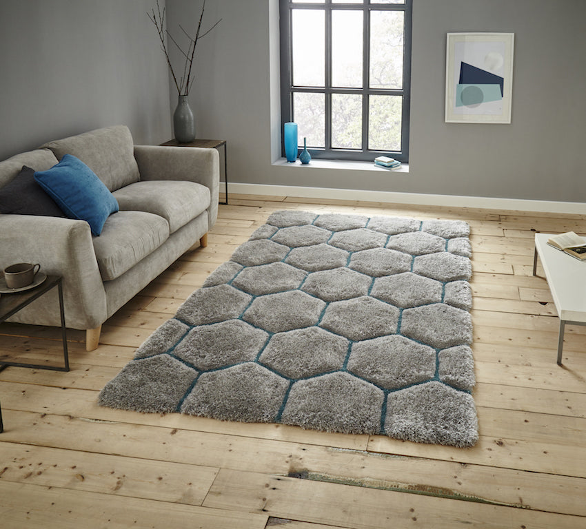 Think Rugs Noble House NH30782 Grey and Blue Rug