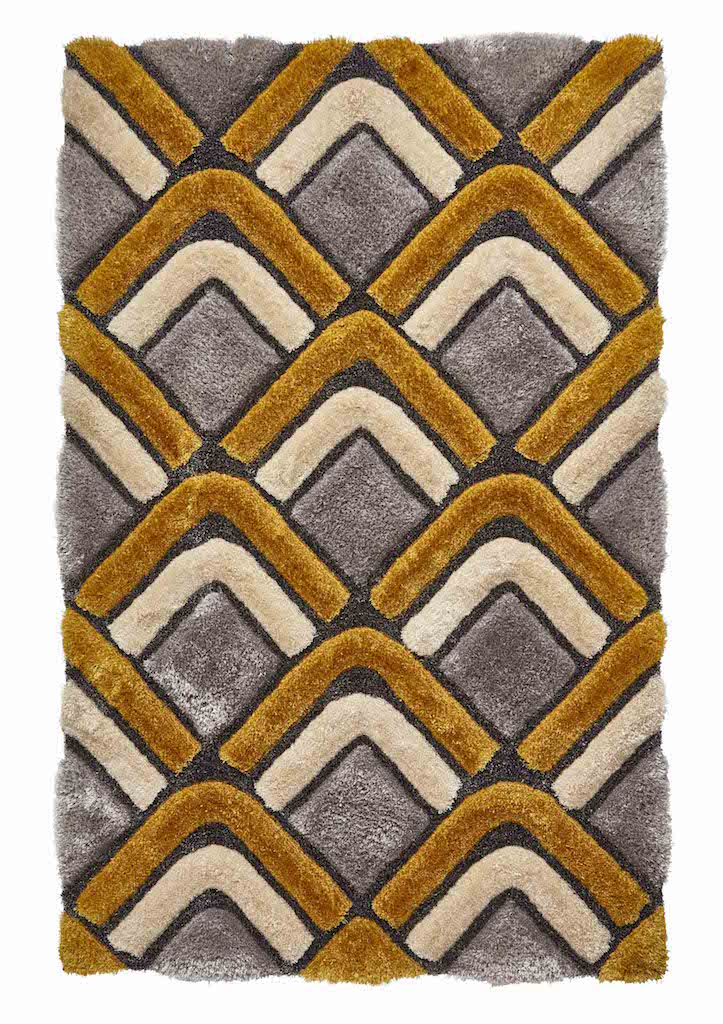 Think Rugs Noble House NH8199 Grey and Yellow Rug
