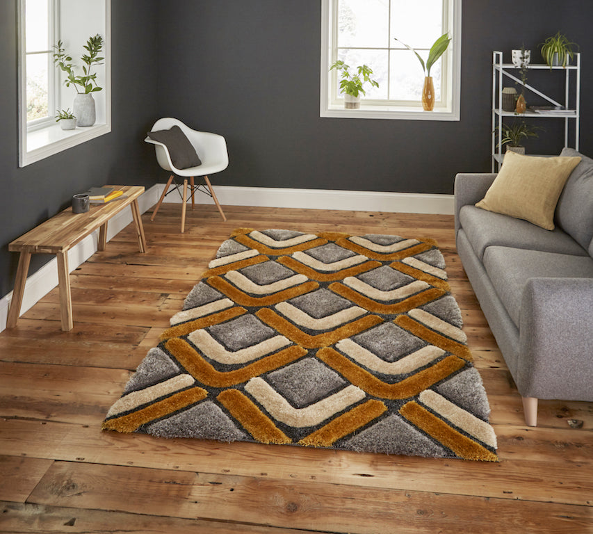 Think Rugs Noble House NH8199 Grey and Yellow Rug