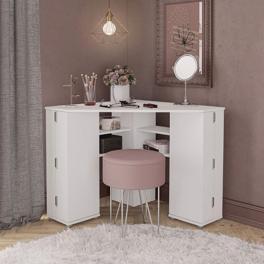 Birlea Olivia Corner Dressing Table With Storage, White