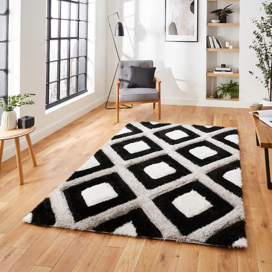 Think Rugs Olympia GR224 Black & White Rug