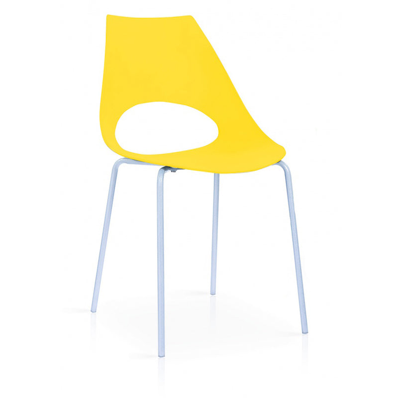 Heartlands Furniture Orchard Plastic Chairs Yellow with Metal Legs Chrome (Pack of 6)