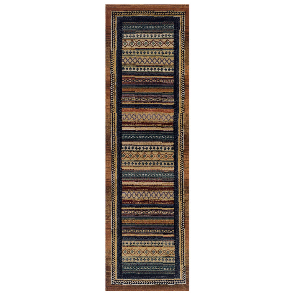 Oriental Weavers, Gabbeh 933 R Striped Rug in Beige, Blue & Rust