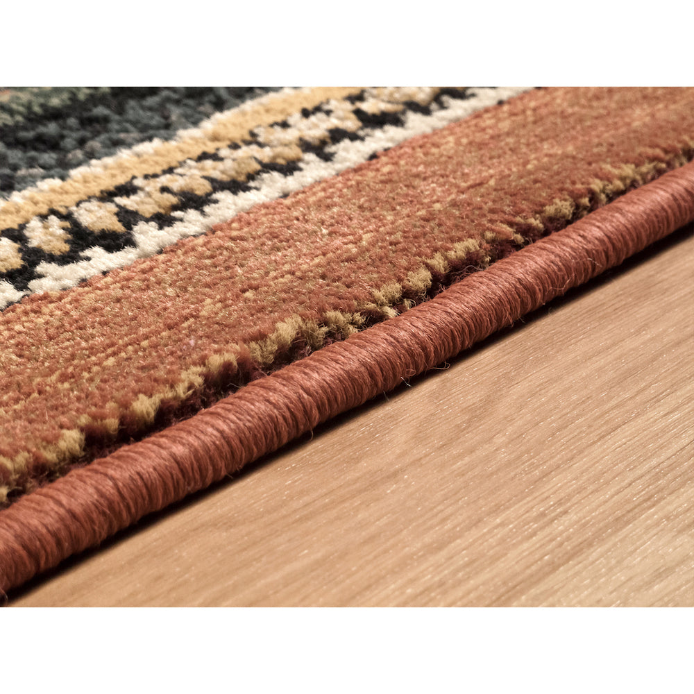 Oriental Weavers, Gabbeh 933 R Striped Rug in Beige, Blue & Rust