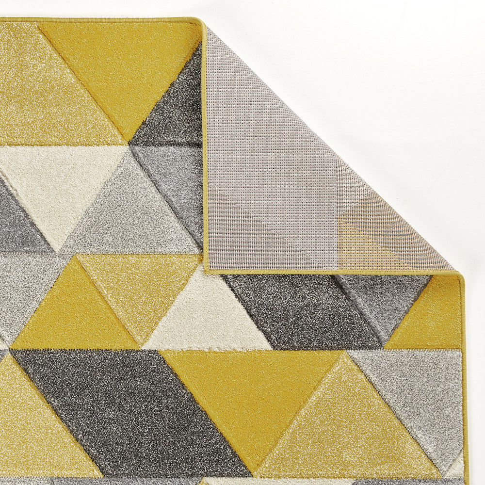 Oriental Weavers, Portland 670 J Geometric Rug in Yellow, Grey & Cream