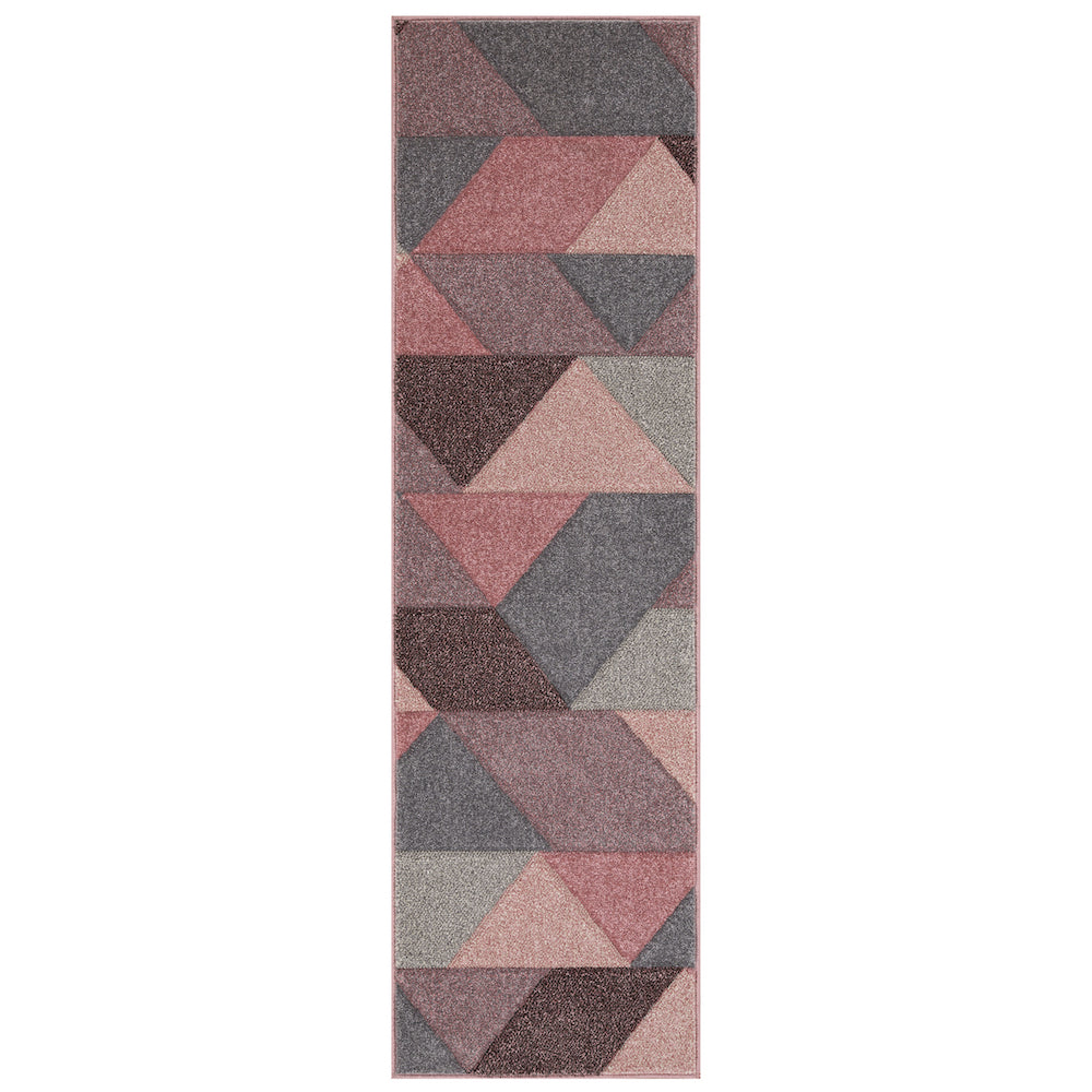 Oriental Weavers, Portland 670 P Geometric Rug in Pink, Grey & Cream