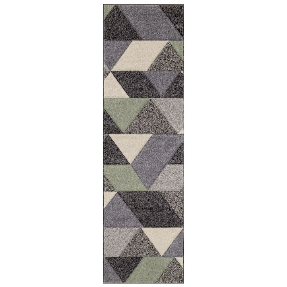 Oriental Weavers, Portland 670 V Geometric Rug in Green, Grey & Cream