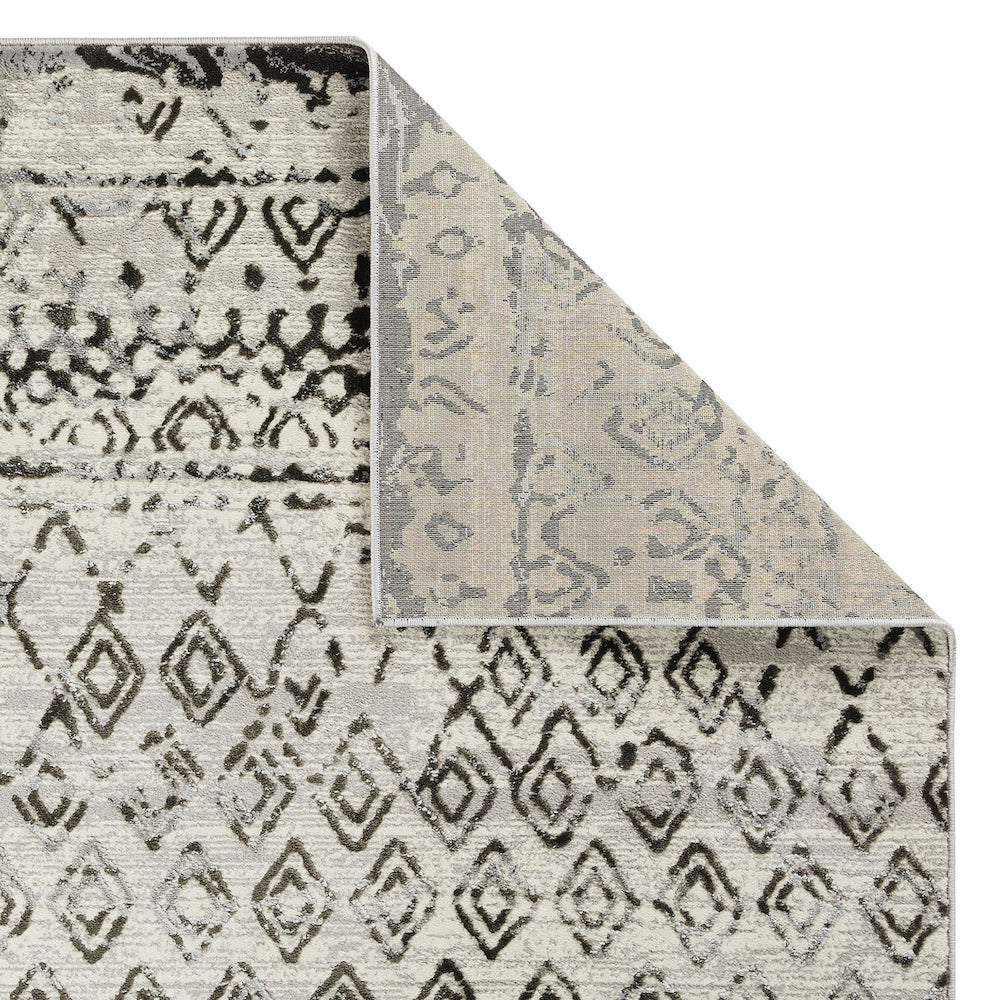 Oriental Weavers, Vinci 1303 B Distressed Rug in Grey & Charcoal