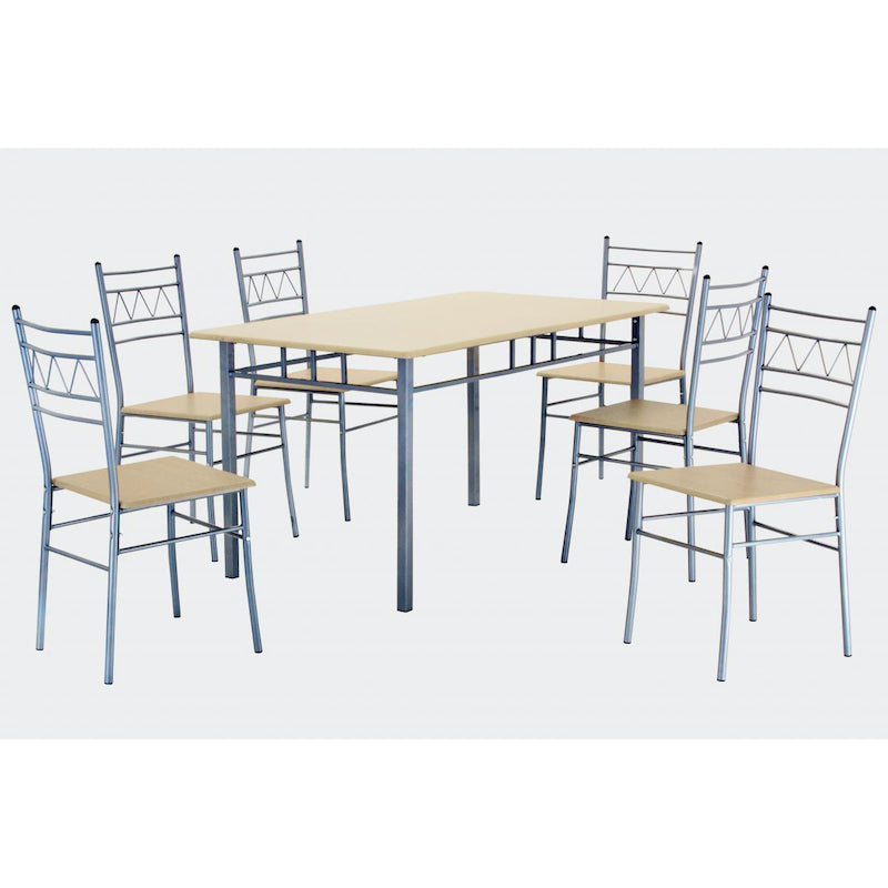 Heartlands Furniture Oslo Large Dining Set with 6 Chairs Silver & Beech