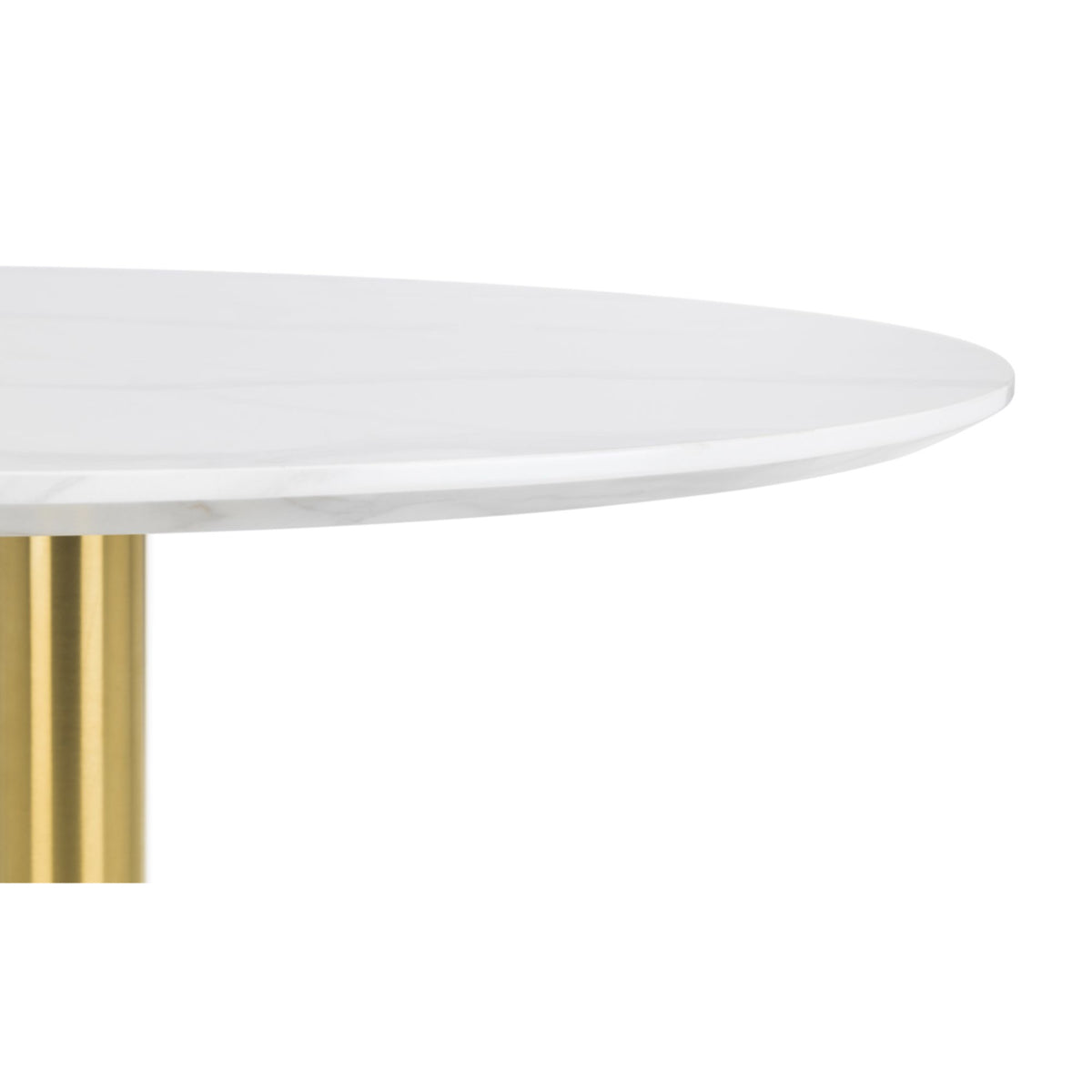 Julian Bowen, Palermo Round Pedestal Table, White Marble Effect & Gold