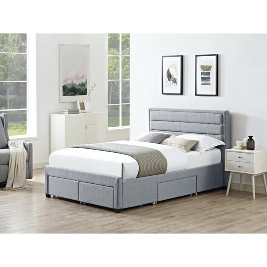 Heartlands Furniture Paisley (Fiesta) 4 Drawer Linen Fabric Double Bed Grey