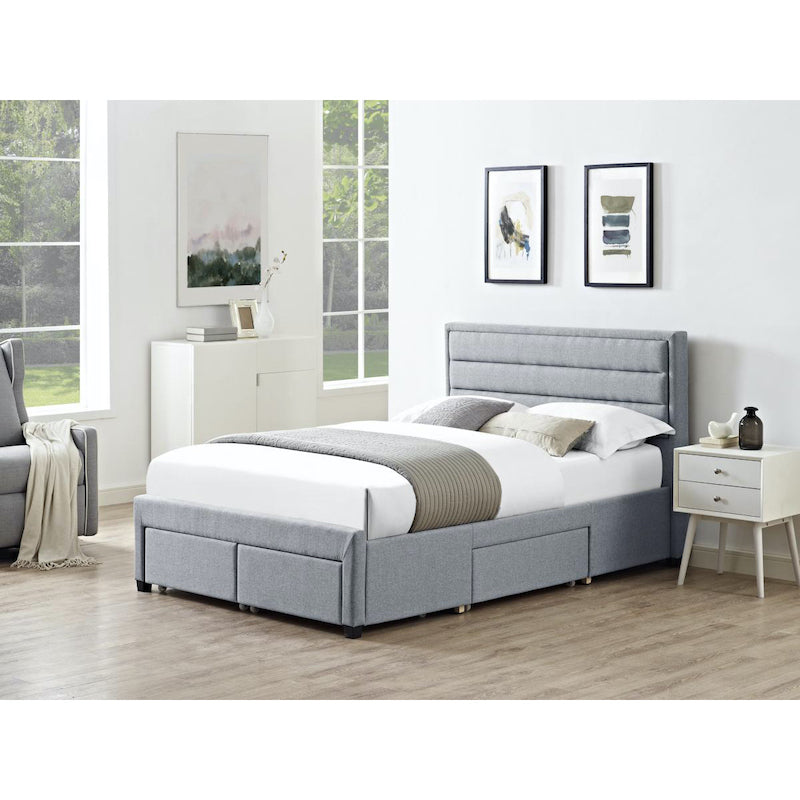 Heartlands Furniture Paisley (Fiesta) 4 Drawer Linen Fabric King Size Bed Grey