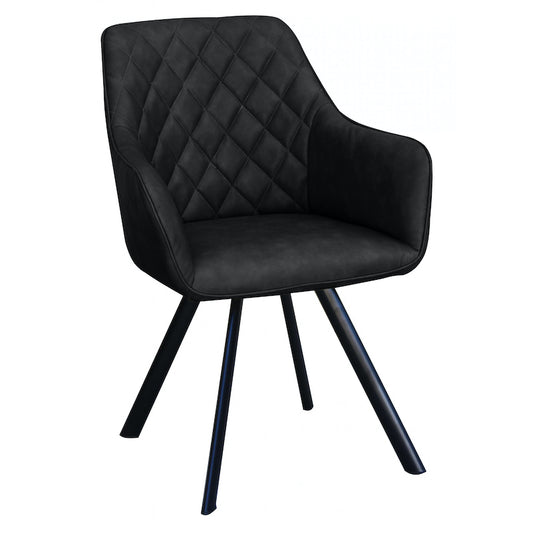 Heartlands Furniture Pattingham Special PU Arm Chair Black with Black Metal Legs