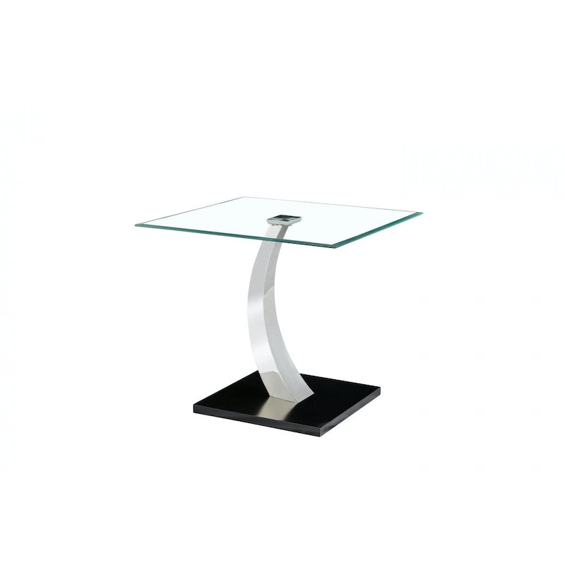 Heartlands Furniture Phoenix Glass Lamp Table with Stainless Steel Base