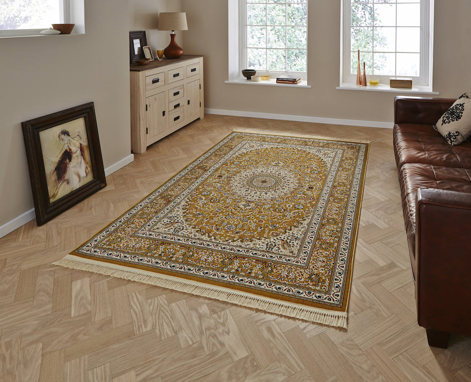 Think Rugs Regal 0227A Gold Rug
