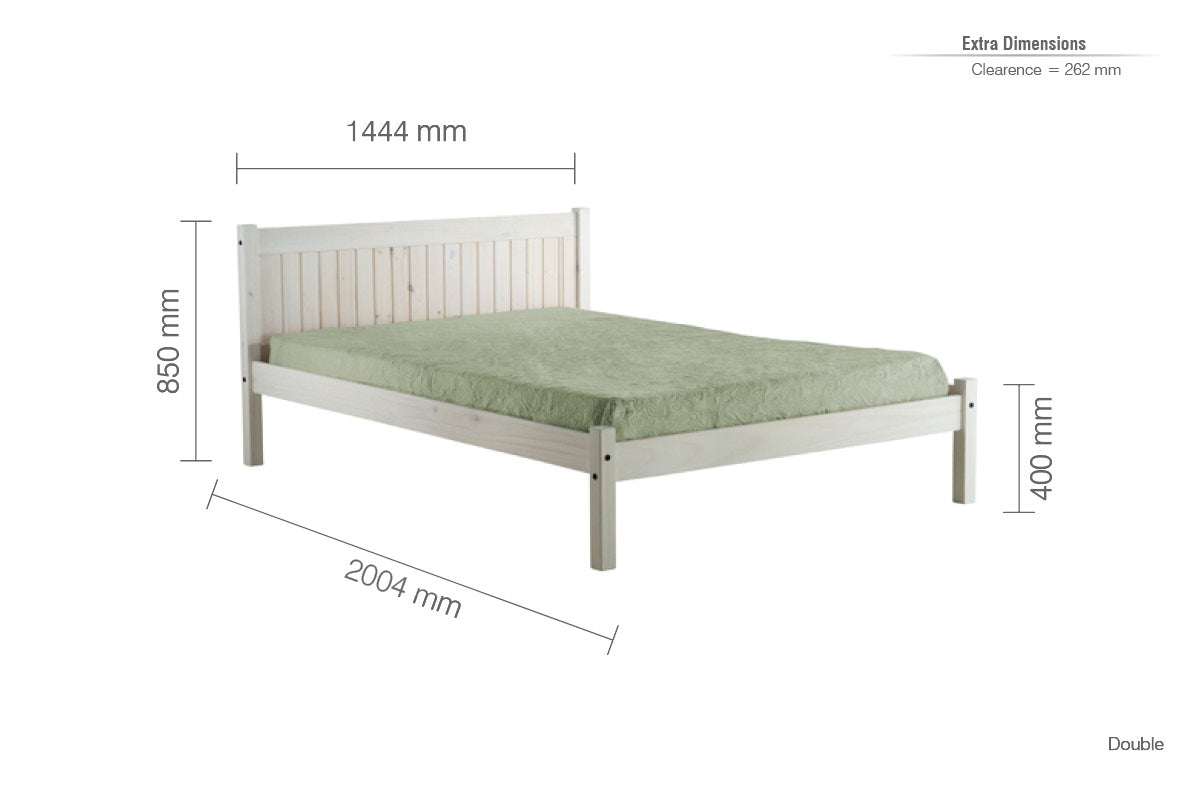 Birlea Rio 4ft 6in Double Bed Frame, White Washed