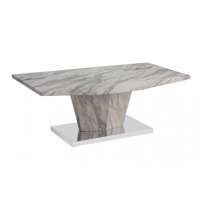 Heartlands Furniture Rosebank Marble Effect Coffee Table with Stainless Steel Base