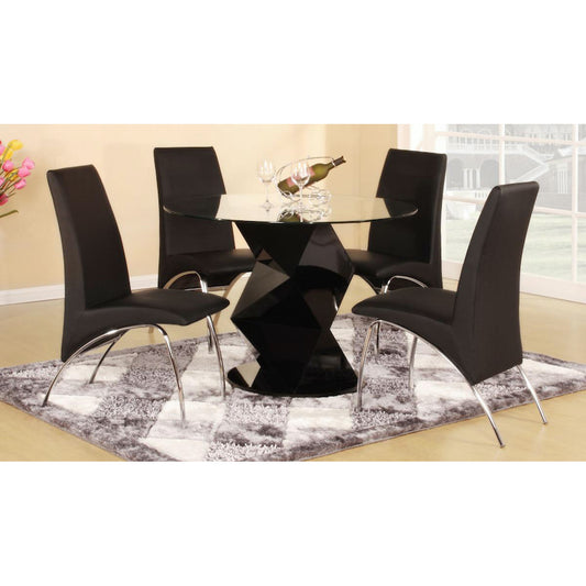 Heartlands Furniture Rowley Black High Gloss Dining Set with 4 Chairs