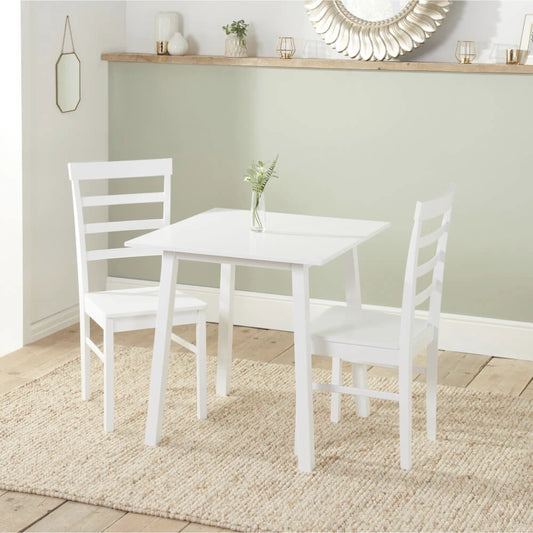 Birlea Stonesby Dining Set with 2 Upton Chairs, White