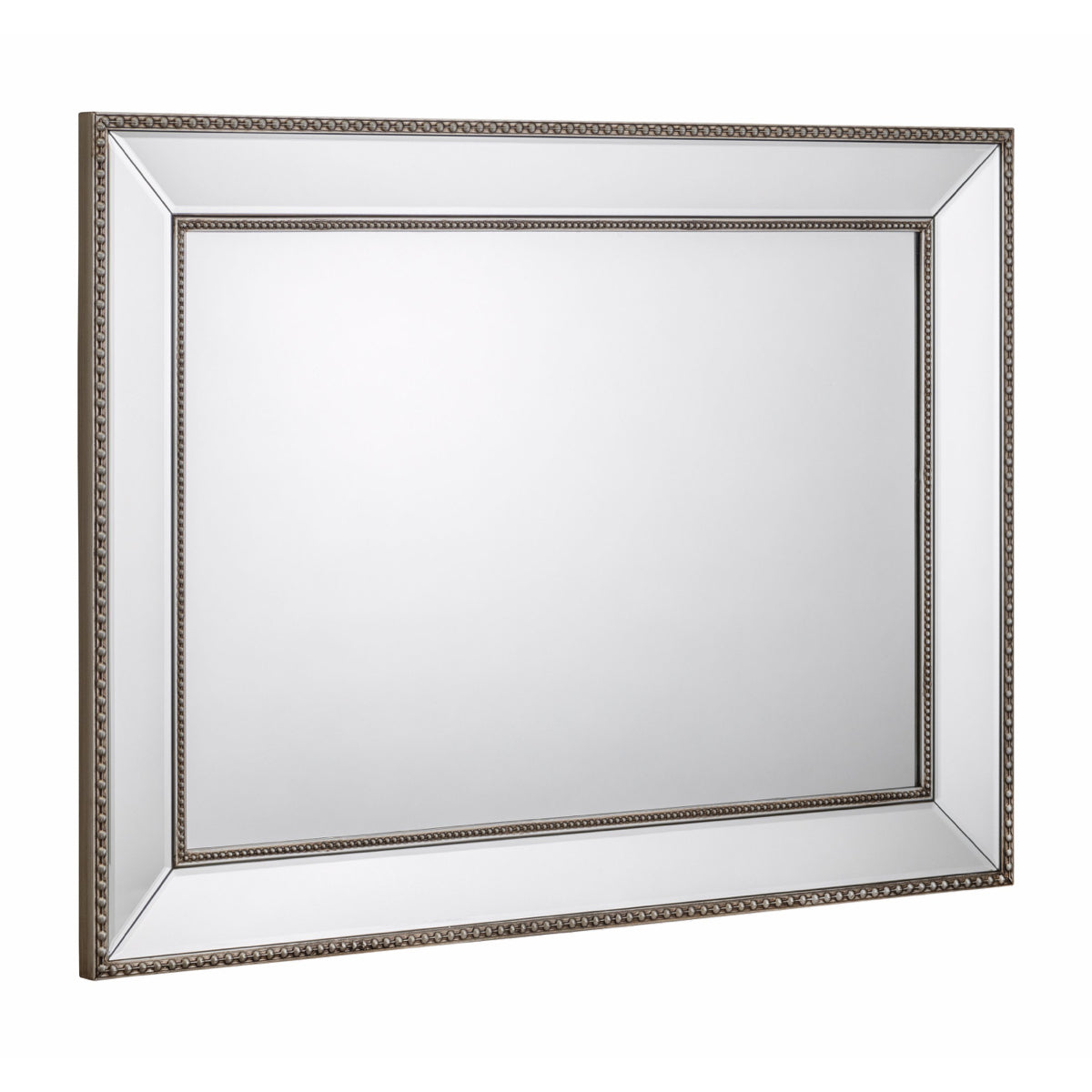 Julian Bowen, Symphony Beaded Wall Mirror, Pewter With Bevelled Glass