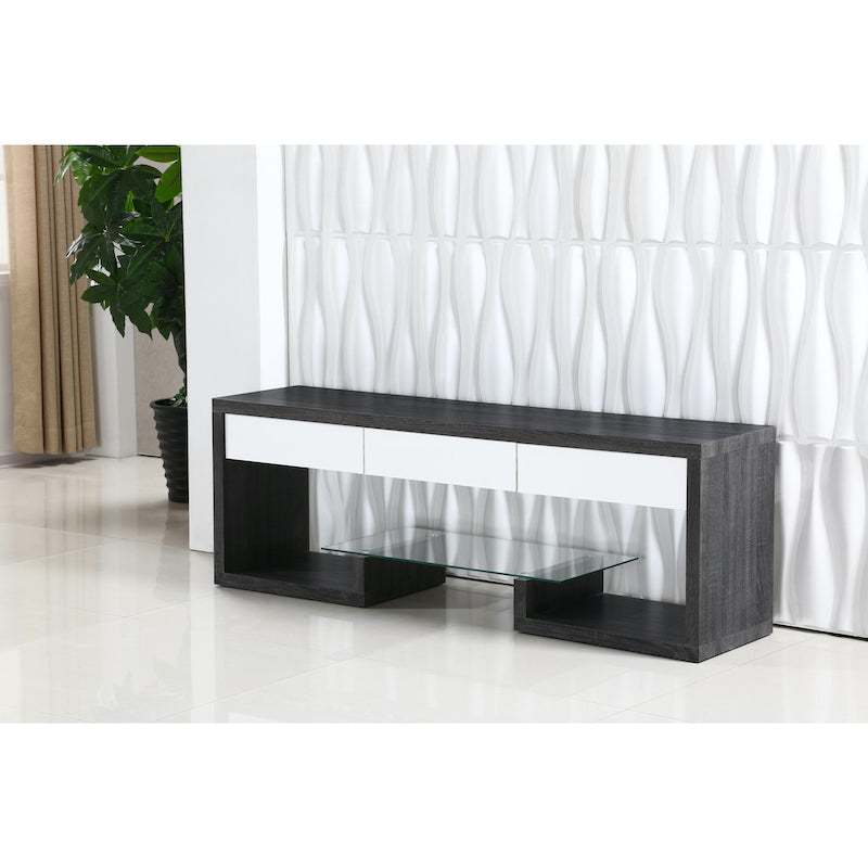 Heartlands Furniture Samba TV Unit Black & White High Gloss 3 Drawer