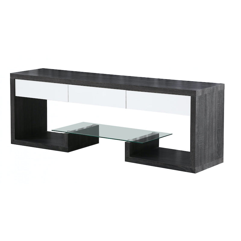 Heartlands Furniture Samba TV Unit Black & White High Gloss 3 Drawer