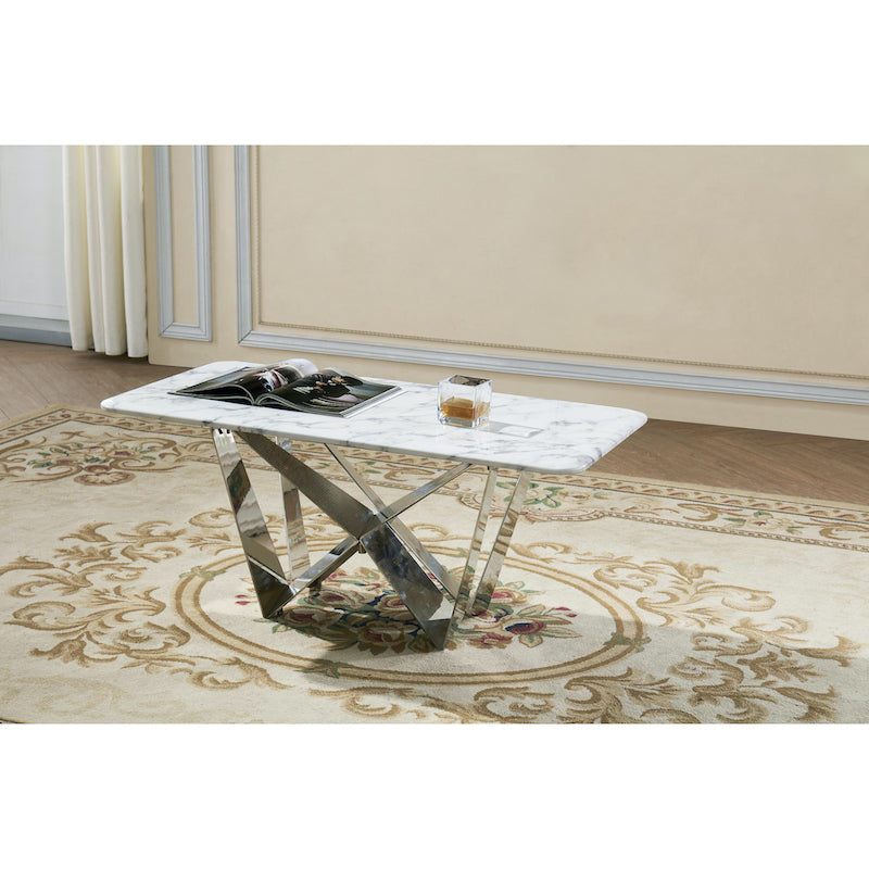 Heartlands Furniture Sardinia Marble Coffee Table with Stainless Steel Base