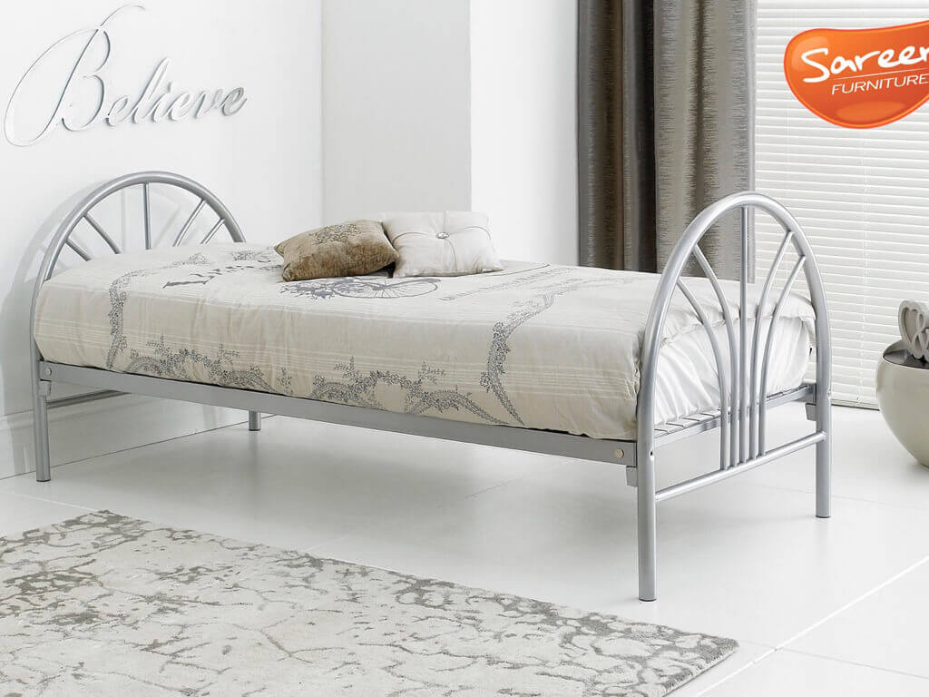 Sareer Aliana Silver Single Metal Bed Frame