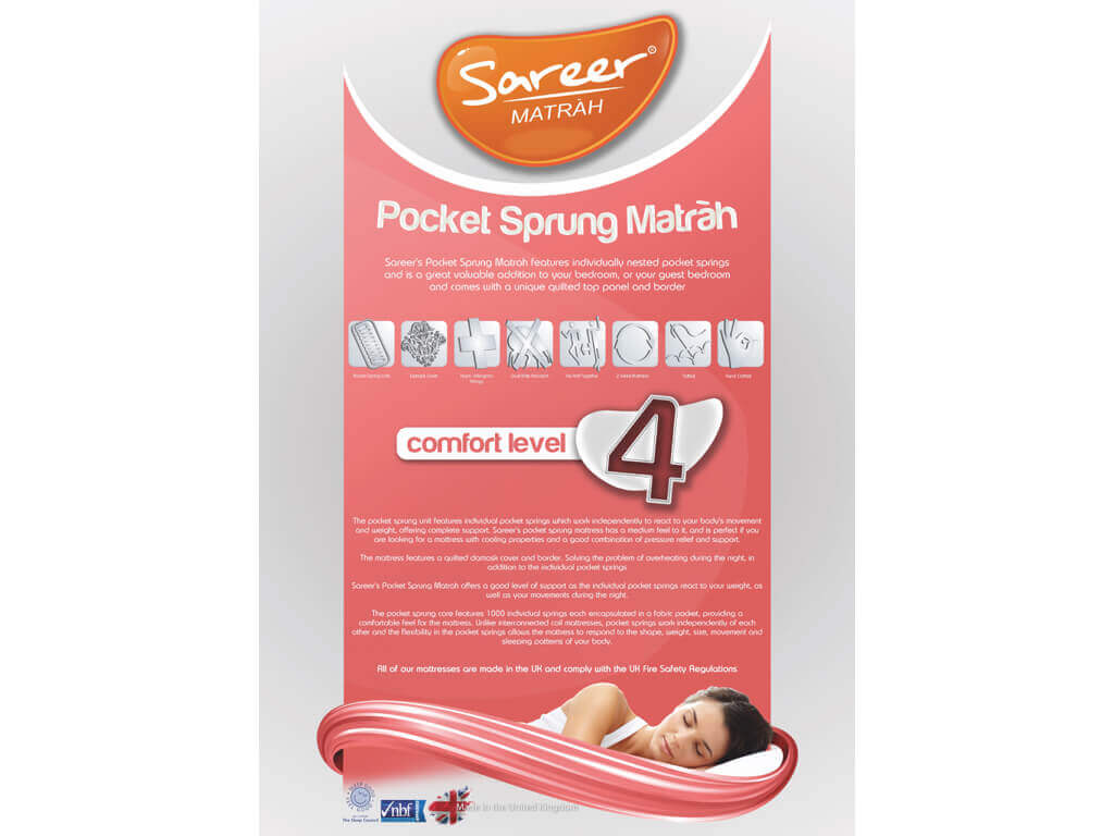 Sareer Pocket Sprung Small Single Mattress
