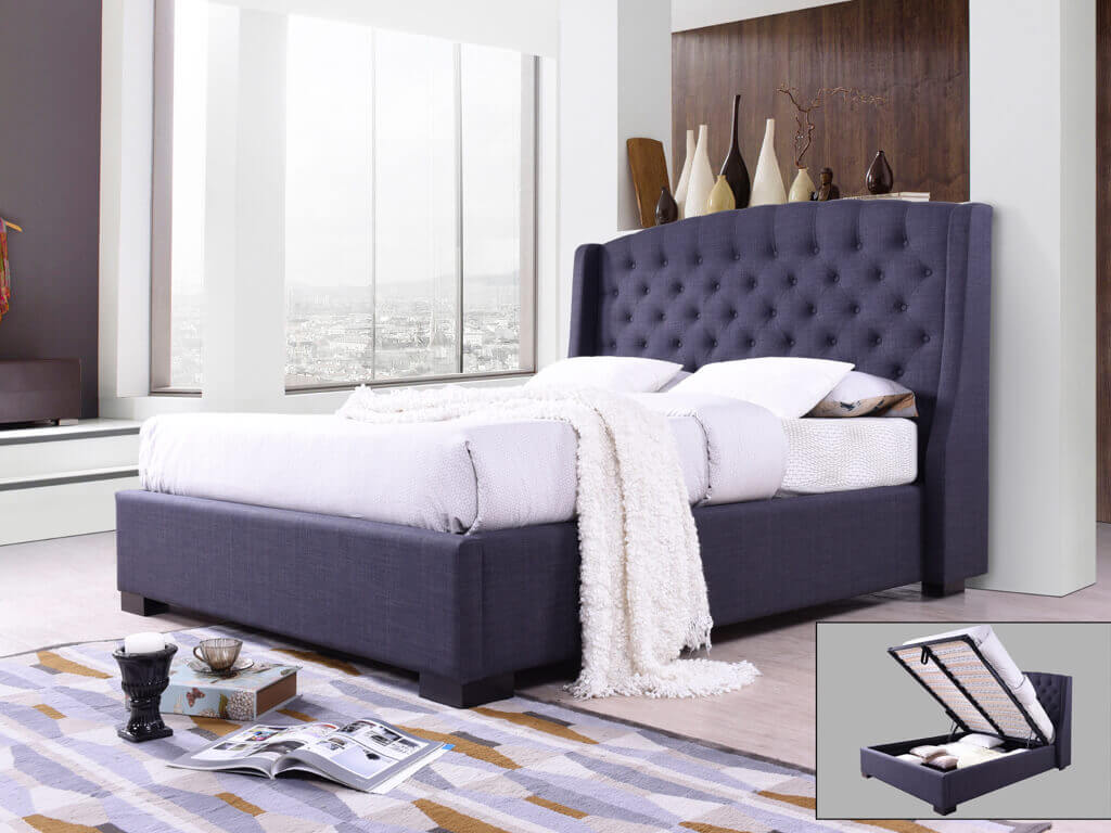 Sareer Sovereign Charcoal Grey Double Fabric Bed Frame