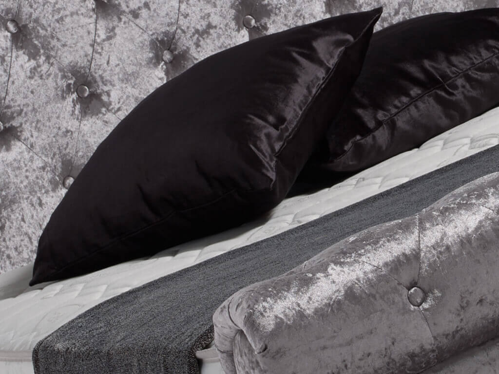 Sareer Stella Pewter King Size Crushed Velvet Bed Frame