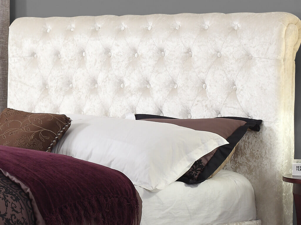 Sareer Stella Pewter King Size Crushed Velvet Bed Frame
