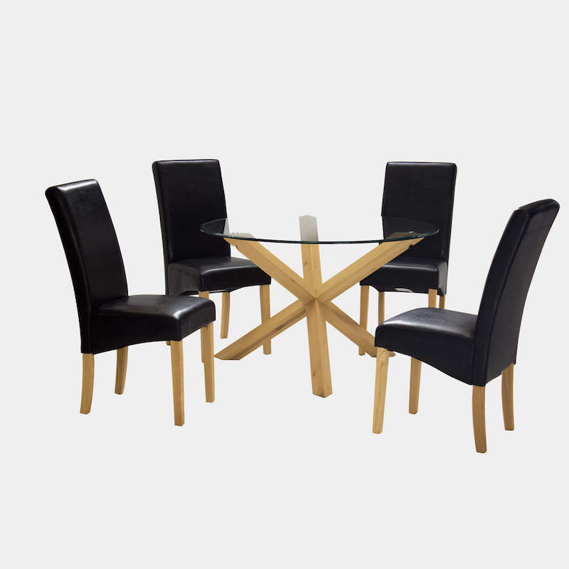 Heartlands Furniture Saturn Medium Solid Oak Dining Table Glass 1200mm Round