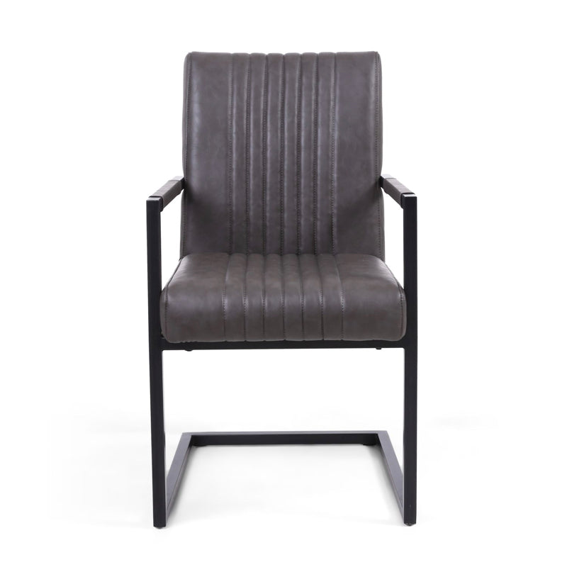 Shankar Furniture Archer Cantilever Leather Effect Grey Carver Chair