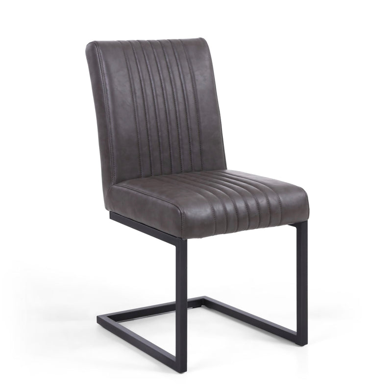 Shankar Furniture Archer Cantilever Leather Effect Grey Dining Chair