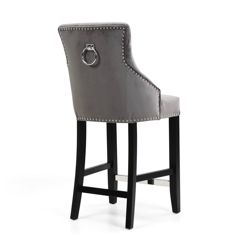 Shankar Furniture Chandler Ring Back Brushed Velvet Grey Bar Chair