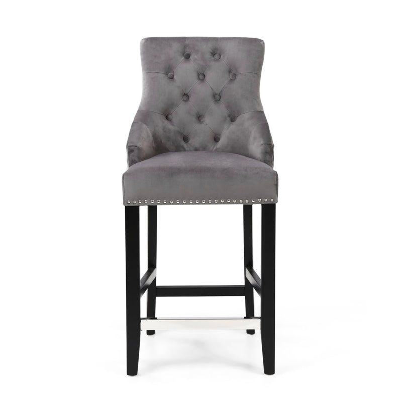 Shankar Furniture Chandler Ring Back Brushed Velvet Grey Bar Chair