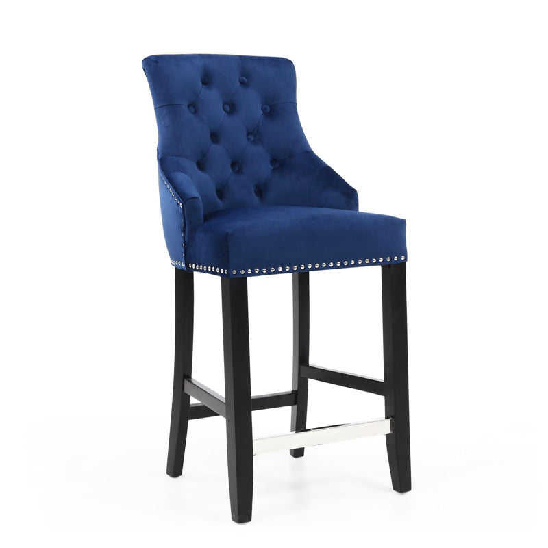 Shankar Furniture Chandler Ring Back Brushed Velvet Ocean Blue Bar Chair