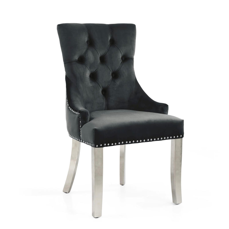 Shankar Furniture Chester Brushed Velvet Black Accent Chair