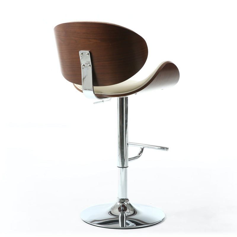 Shankar Furniture Havana Walnut Leather Effect Cream Bar Stool