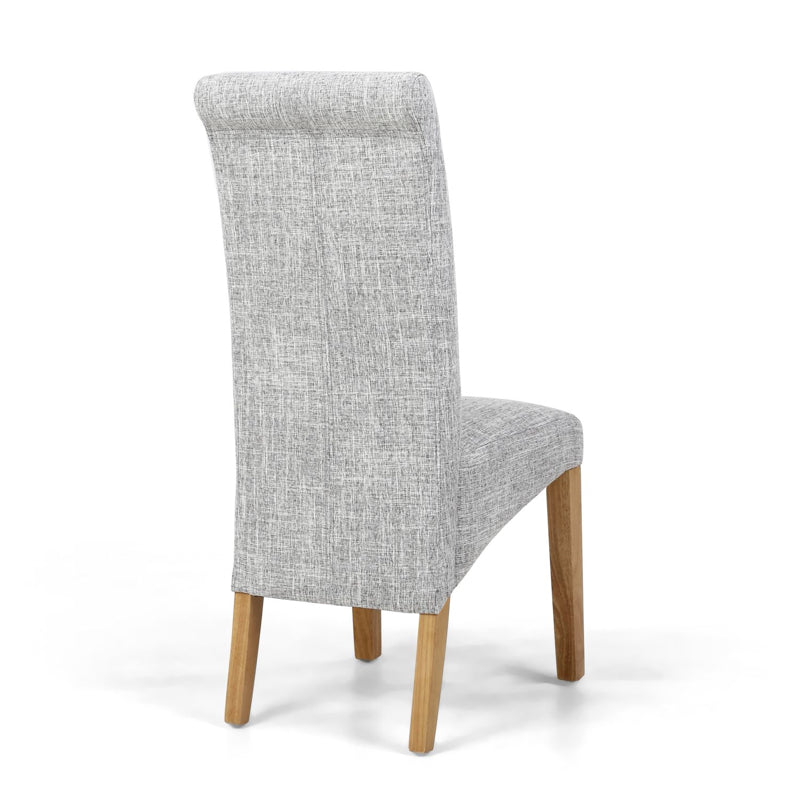 Shankar Furniture Karta Scroll Back Flax Effect Grey Weave Dining Chair