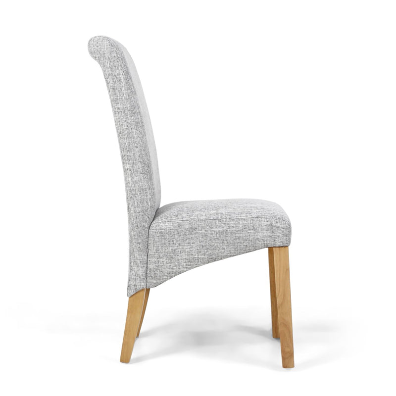 Shankar Furniture Karta Scroll Back Flax Effect Grey Weave Dining Chair