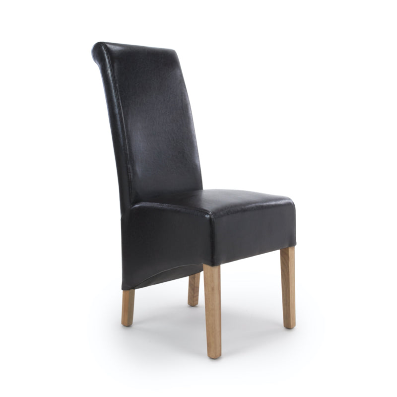 Shankar Furniture Krista Roll Back Bonded Leather Black Dining Chair