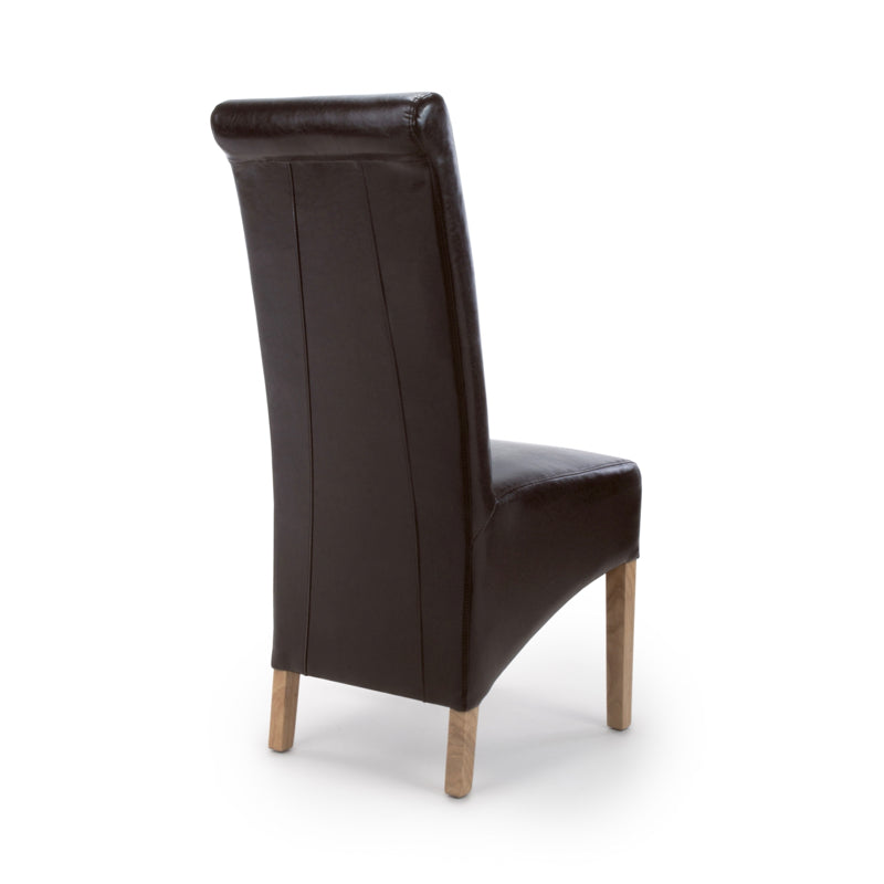 Shankar Furniture Krista Roll Back Bonded Leather Brown Dining Chair