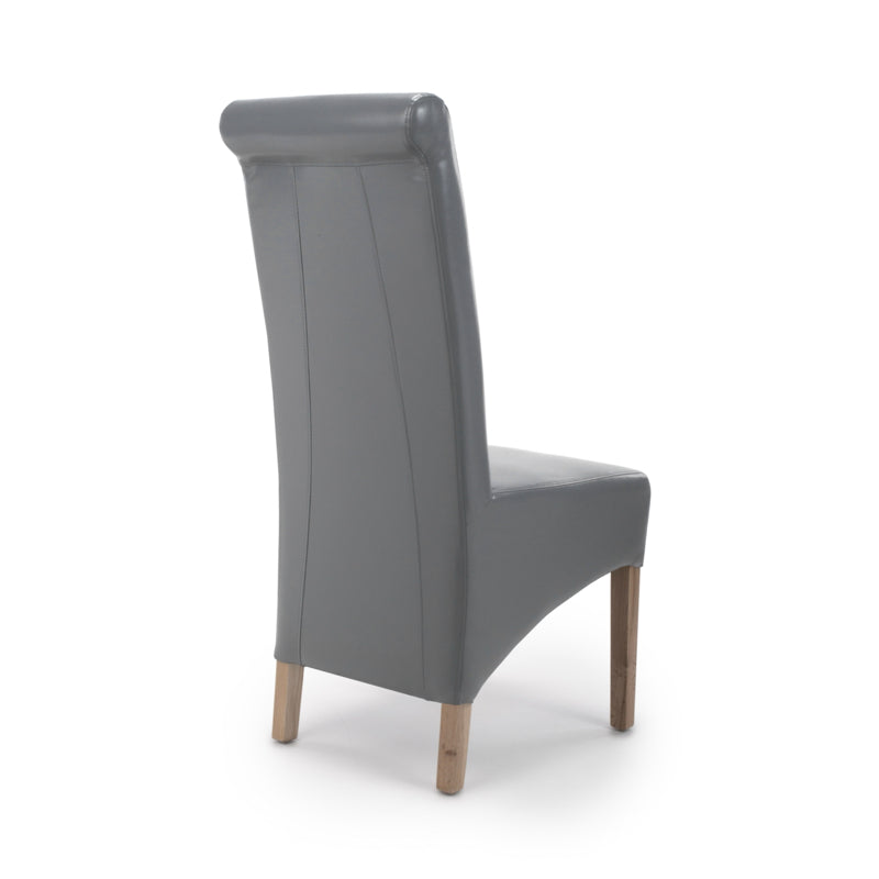 Shankar Furniture Krista Roll Back Bonded Leather Grey Dining Chair