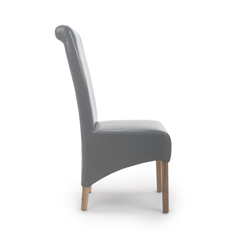Shankar Furniture Krista Roll Back Bonded Leather Grey Dining Chair